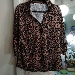 Don't stop believing leopard print blouse nwt